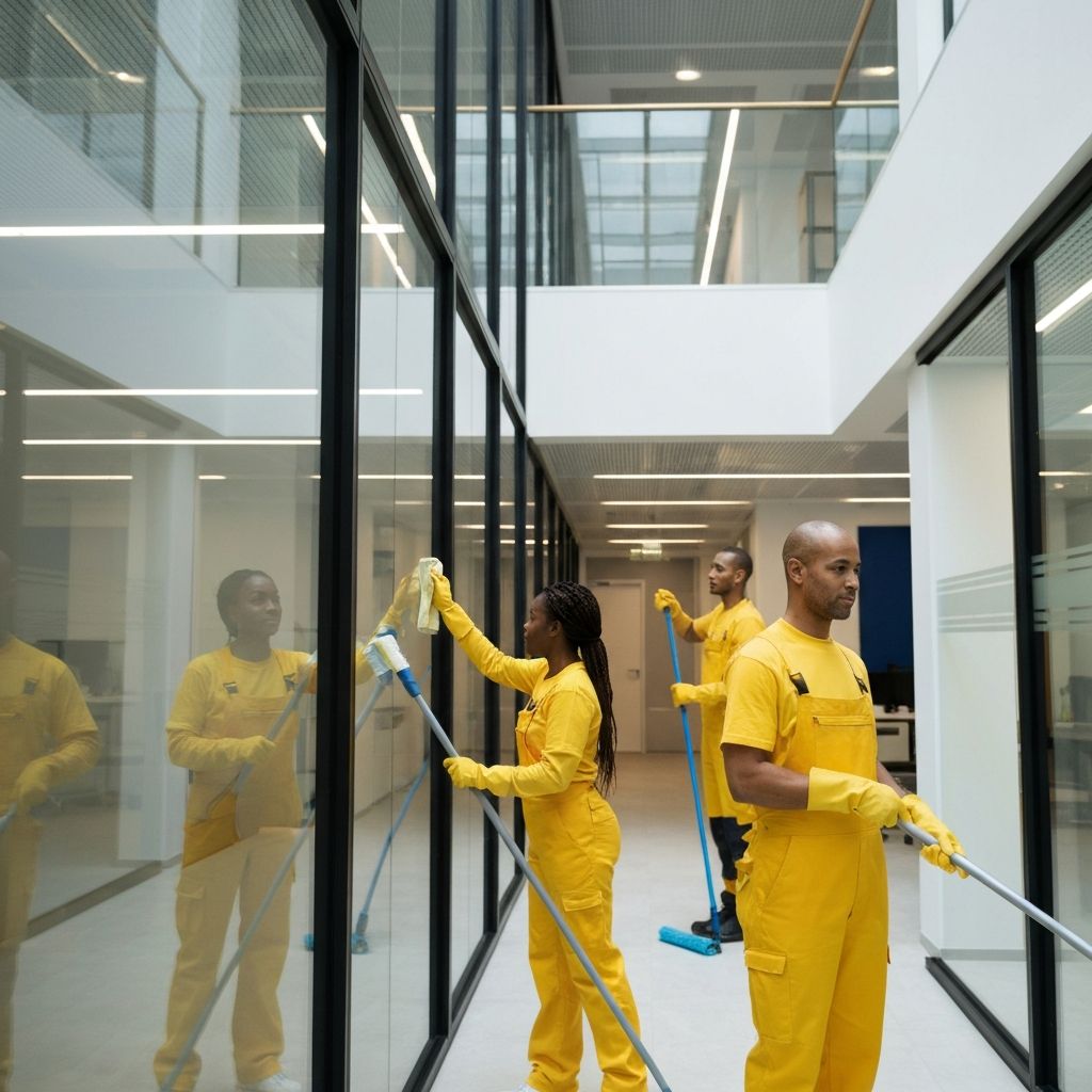 Professional cleaning team at work